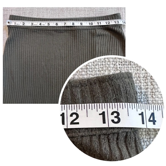 ABERCROMBIE AND FITCH Olive Midi Ribbed Skirt Long Side Slit Pencil Sleek Wmn S - Picture 11 of 14